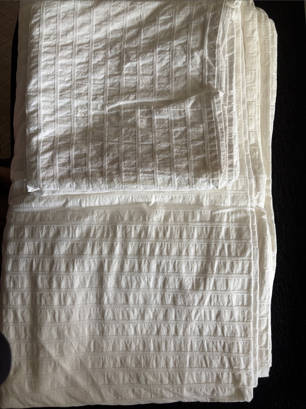 IKEA Textured Stripe Cotton Duvet Cover Set - like new; style Ofelia Vass